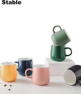 Tasses à café en céramique douce à texture nordique, finition mate bleue, verte et rouge, pour enfants - Retour à l'école, couleurs et capacités personnalisables - Product Image 3