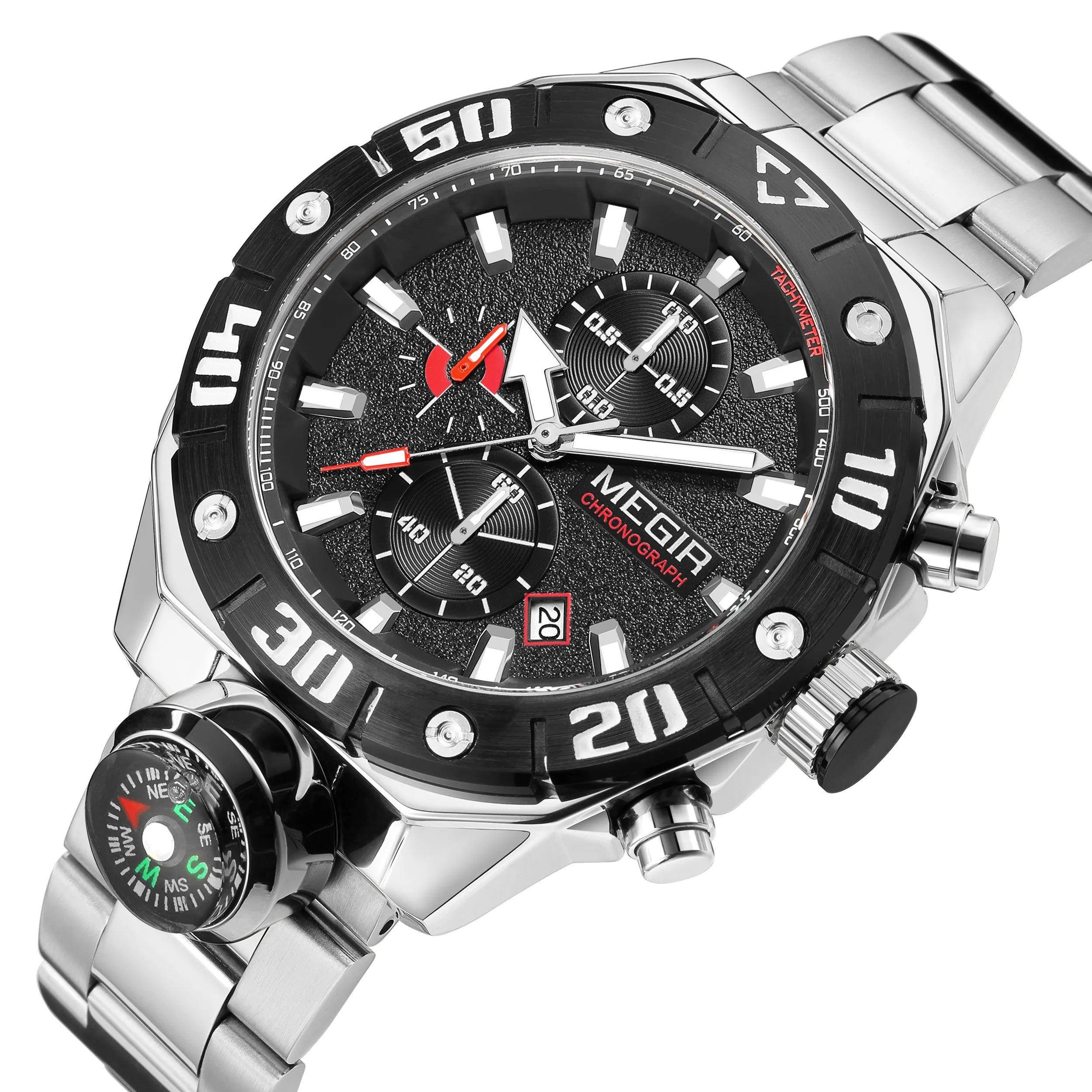 Megir 2219 Mode Heren Polshorloges Klok Eenvoudige Analoge Quartz Horloges Rvs Horloge Voor Mannen Kompas Custom Logo