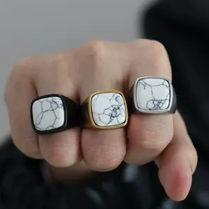 Người Đàn Ông Của Tự Nhiên Đá Nhẫn Hợp Thời Trang Đồ Trang Sức Bán Buôn Chống Làm xỉn Retro Tiger Eye Turquoise Màu Đen Obsidian Đá Tự Nhiên Người Đàn Ông Nhẫn - Product Image 6