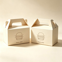 Emballages alimentaires en gros pour hamburgers, poulet frit, boîtes à collation en papier avec poignées, boîtes à hamburger, frites, boîtes à déjeuner