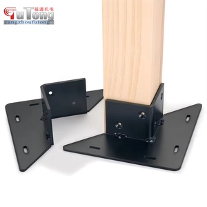 Base d'ancrage pour <span class=keywords><strong>poteau</strong></span> de clôture en <span class=keywords><strong>bois</strong></span>, revêtement noir en poudre, livrée avec vis à <span class=keywords><strong>bois</strong></span> et chevilles à béton - Product Image 3