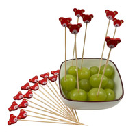 12cm Ours Rouge Bambou Brochette Creative Forme Fruit Bâton Apéritif Cure-Dents 100pcs Pack
