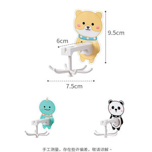 Cartoon <b>Rotatable</b> Hook Wall Mounted Kitchen <b>Storage</b> <b>Rack</b> Strong Adhesive No Drilling Required Multi Hook Design - Product Image 5