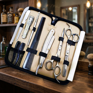 Cuchillas profesionales de acero inoxidable para peluquería canina, para diestros, con mango corto y 28 dientes, para texturizar y mezclar el pelo de mascotas. - Product Image 2