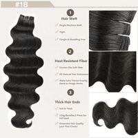 Extensions de cheveux synthétiques ondulés souples en fibre haute température pour mèches, tresses et queues de cheval, 26/30 pouces