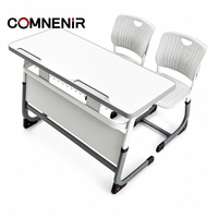 Ensemble moderne de bureau et chaise double pour étudiants, mobilier de classe, table d'étude réglable pour l'école primaire, le collège et le lycée