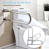 Barre d'appui de sécurité murale pliable antidérapante de 24 pouces en acier inoxydable, barre d'appui de douche pliable en forme de U, barres d'appui moletées pour toilettes