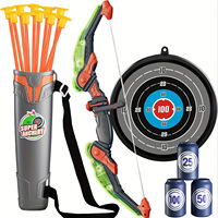Ensemble d'arc et de flèches pour enfants Ensemble de jouets de tir à l'arc lumineux à LED avec 9 flèches à ventouse Cible et flèche Jeu de chasse intérieur et extérieur