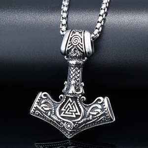 Collana con Ciondolo Martello di Thor in Lega, Gioiello Vichingo di Odino, Accessorio Hip-hop alla Moda per Uomo e Donna - Product Image 4