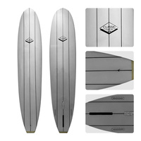 Longboards de surf époxy personnalisés de 9 pieds 3 bandes en bois Planches de surf longues EPS d'usine de haute qualité
