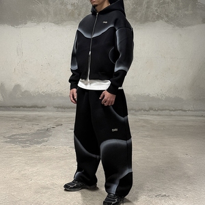 Nuova Collezione <span class=keywords><strong>Moda</strong></span> Streetwear: <span class=keywords><strong>Tuta</strong></span> Sportiva Oversize da Uomo con Felpa e <span class=keywords><strong>Pantaloni</strong></span> in Tessuto Pesante, Zip e Lavaggio Acido - Product Image 3