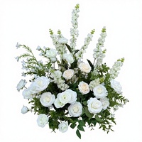 Arrangement floral artificiel en soie rose et bleu tendance 2026 pour allée de mariage, décoration de mariage pour entrée et fête