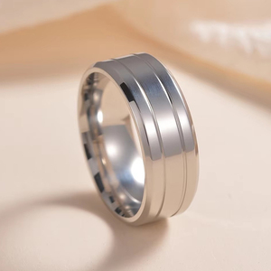 <span class=keywords><strong>Bague</strong></span> de mariage et de fiançailles en titane à double rainure pour homme, bijoux fantaisie en gros, <span class=keywords><strong>bague</strong></span> de couple pour fête, cadeau, bagues tendance - Product Image 3