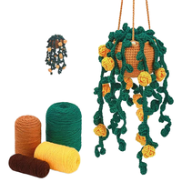 Plante suspendue au crochet style bohème DIY, paniers à plantes en forme de tournesol tricotés pour la décoration murale de balcon et de chambre