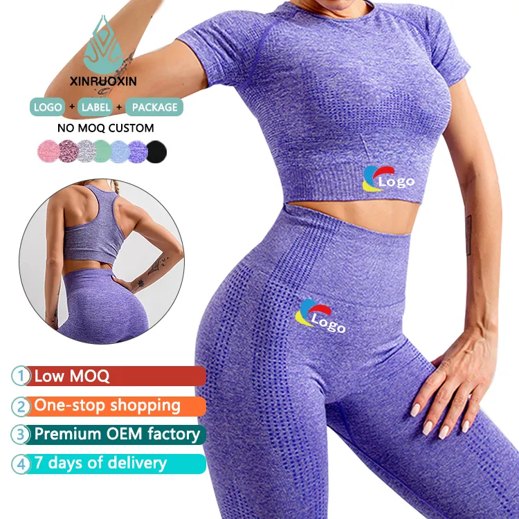 2024 Customized Ladies Breathable Workout Yoga Sets Push up Sports Leggings Sexy Yoga Wear Seamless 5 Piece Sport Set Women