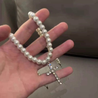 Collier de perles Hip Hop Choker Fashion Jewelry Femmes Hommes Croix Pendentif Collier