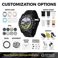 Montre homme d'affaires, montre mécanique avec miroir saphir + bracelet en toile, définissant un garde-temps noble