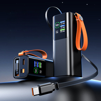 Batterie externe à charge rapide 100W 20000mAh avec câble rétractable, affichage numérique, chargeur portable, lampe torche, station d'alimentation
