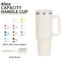 Gobelet personnalisé de 40 oz Tasse à café de voyage isolée à double paroi en acier inoxydable avec poignée et paille
