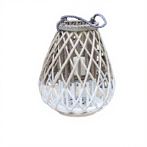 Lanterne à bougie parfumée en bambou et rotin, motif diamant, écologique, durable, blanche, faite à la main, pour décoration intérieure, vente en gros - Product Image 4