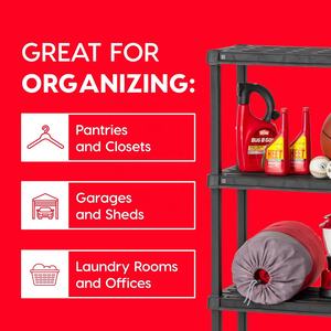 48 \ "H X 24 \" W X <span class=keywords><strong>12</strong></span> \ "D Estantería modular de plástico negro Estante de almacenamiento mediano de 4 capas Estantes apilables - Product Image 6