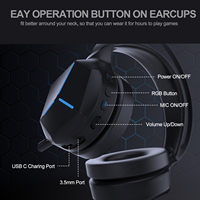 Casques de jeu Honcam 2.4G BT 5.1 sans fil Trp-mod PS5 pour PC Xbox Mobile