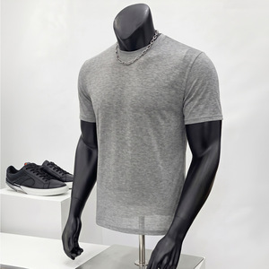 T-shirt Homme Col Rond Manches Courtes Gris Heather Coupe Ajustée Style Streetwear Usage Quotidien Respirant Effet Lin Uni - Product Image 4