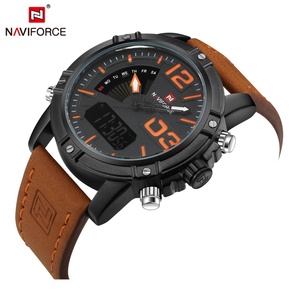 Naviforce 9095 Men Quartz <b>Clock</b> Business Date Week Dual Time Leather <b>Digital</b> Analog Quartz Sport Watches Men Wrist - Product Image 2