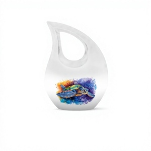 Hermosa urna blanca de cremación de tortuga con gota de lágrima para cenizas humanas con bolsa de terciopelo gratis - Product Image 1