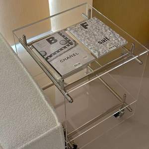 Mesa de Centro Moderna y Duradera de Acrílico y Acero Inoxidable, Carrito Móvil, Mesa Auxiliar de Sofá de Alta Gama, Muebles para el Hogar y la Escuela - Product Image 2