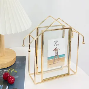 Fashion House Frame Photo Picture Frame Vertical Wholesale Clear Double Glass Metal Aluminum Customized Silk Screen Printing LBT