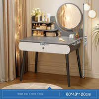Table console avec miroir, style bois, coiffeuse avec miroir