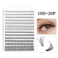 Extensions de cils naturels longs et personnalisés à marque privée avec cils synthétiques recourbés, kit DIY de cils en grappe