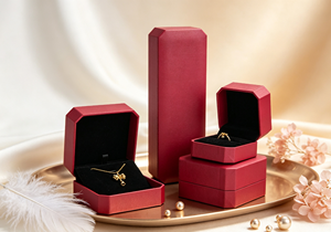 Square Burgundy Jewelry Gift <b>Boxes</b> Rigid <b>Cardboard</b> Wrapped in Textured Paper Flip Lid Design Lined High-End Magnetic Closure - Product Image 4