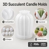 Maßgefertigte Silikon-Kerzenformen 3D Sukkulenten-Kaktus-Form Lebensmittelecht für Kerzenherstellung OEM Großhandel