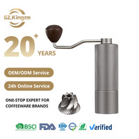 Moulin à café manuel Kingze, corps en alliage d'aluminium, acier inoxydable CNC 420, meules à 7 étoiles, moulin à café manuel pour la maison et l'extérieur