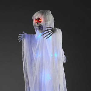 Animatrónico <span class=keywords><strong>de</strong></span> Halloween: Esqueleto Colgante con Luz Azul Brillante, Esqueleto Oscilante, Decoración para Fiesta <span class=keywords><strong>de</strong></span> Halloween - Product Image 4