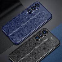 Auto Focus Litchi Motif PU Cuir Business Style Téléphone étui pour samsung S24 Ultra S23 FE M34 A35 Couverture