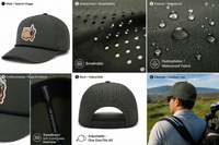 Casquette de golf sportive imperméable à 5 panneaux avec logo personnalisé de haute qualité, perforations découpées au laser, respirante, fermeture snapback 100%