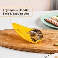 ZES RVS Bananen Snijder Cutter Handmatige Fruit Worst Snijder 6-Blads Hotdog Snijder voor Salade Smoothie Keukenhulpje