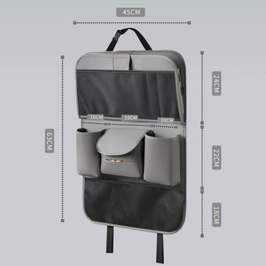 Organisateur de siège arrière de voiture avec support pour tablette, 6 poches de rangement, plateau pliable, protège-dossier de siège, accessoires de voyage - Product Image 1