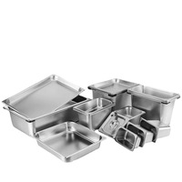 Vente en gros de casseroles commerciales en acier inoxydable GN Récipients de service alimentaire de restaurant multi-taille pour hôtels et magasins