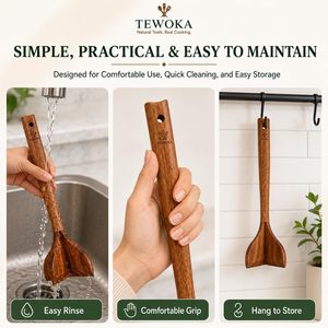 Schiacciapatate in Legno di Teak Premium, Tritacarne, Schiacciapatate per <span class=keywords><strong>Hamburger</strong></span> e Patate, Utensile da Cucina Anti-Graffio - Product Image 4
