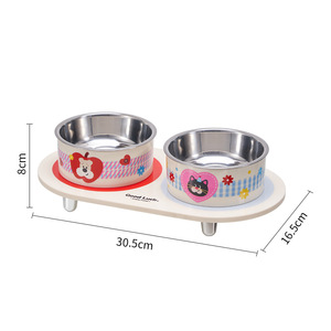 Double gamelle pour animaux de compagnie avec insert en acier inoxydable, mangeoire antidérapante anti-déversement pour chat et petit chien, base en PP détachable pour un nettoyage facile - Product Image 3