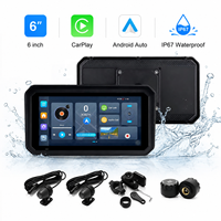Carplay portable 6 pouces pour moto, Android 14, 4G SIM, 4G+64G, double caméra DVR, étanche IP67, support magnétique à dégagement rapide