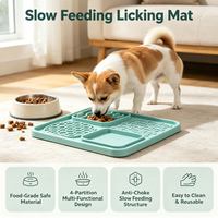 Tapis d'alimentation lente en caoutchouc de qualité alimentaire pour chiens, à quatre compartiments, anti-étouffement, pour lécher, pour chiens et chats, accessoire d'alimentation pour animaux de compagnie