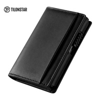Porte-cartes de visite intelligent TVC318 en cuir microfibre anti-RFID, avec système pop-up, en aluminium, personnalisable, très demandé
