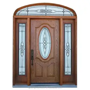 Puerta de entrada principal de arco, puerta de entrada de madera maciza arqueada, diseños de arco de puerta exterior