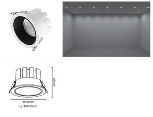 <span class=keywords><strong>Plafonnier</strong></span> LED moderne SMD 12W 18W 3CCT CRI 80 Corps blanc Anti-éblouissement Faisceau en forme de coupelle Utilisation encastrée - Product Image 2