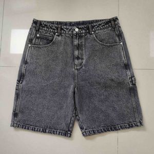 Toptan özelleştirilmiş nakış yama erkekler fermuar Fly gevşek Fit % 100% pamuk Denim pantolon Baggy Jorts Skate kot şort - Product Image 4